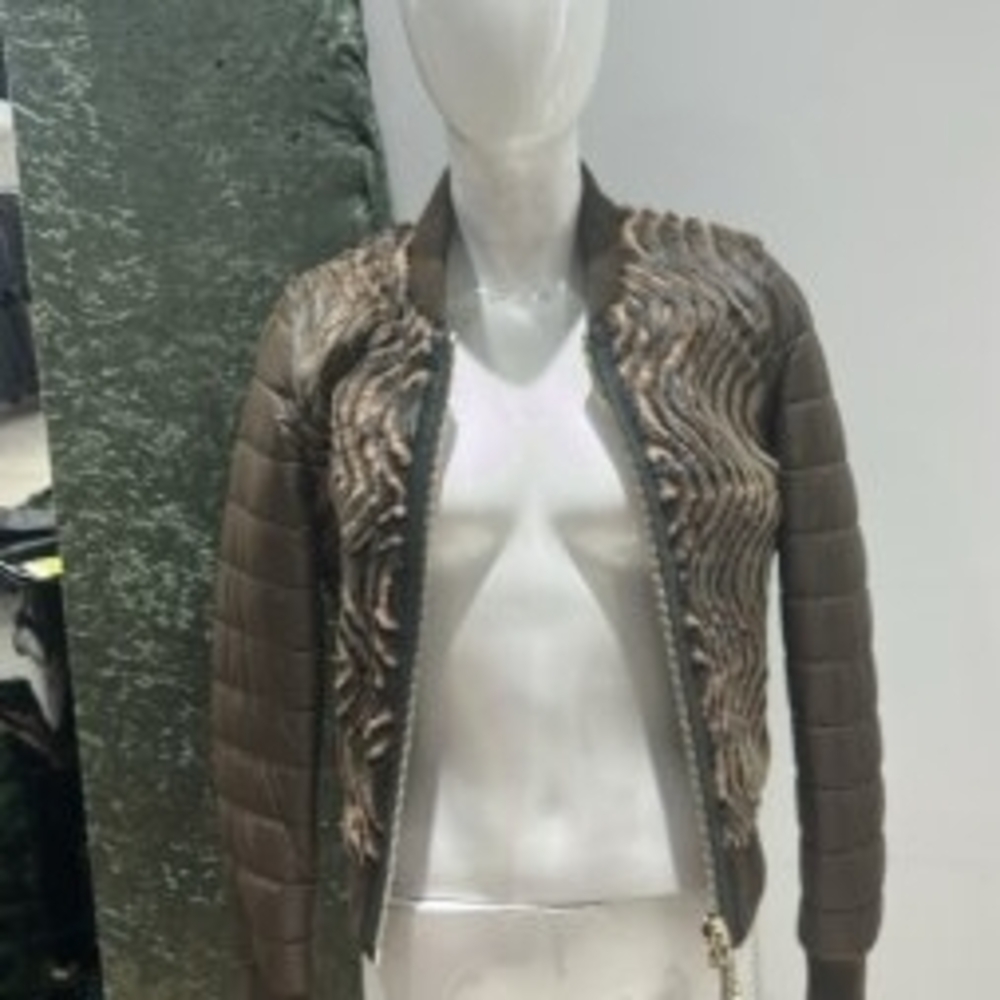 Ottimo Brown Bomber Jacket with Textured Design